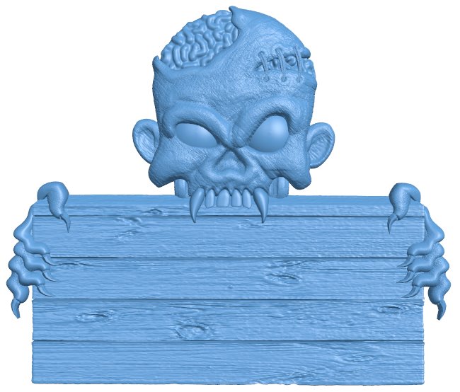 Zombie sign T0008179 download free stl files 3d model for CNC wood carving