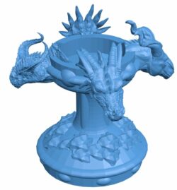 Dragons head candlestick B010786 3d model file for 3d printer