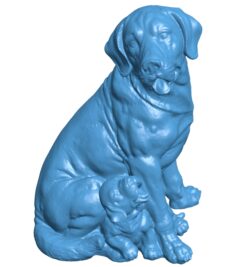 Famous statue of labrador with puppy B010692 3d model file for 3d printer