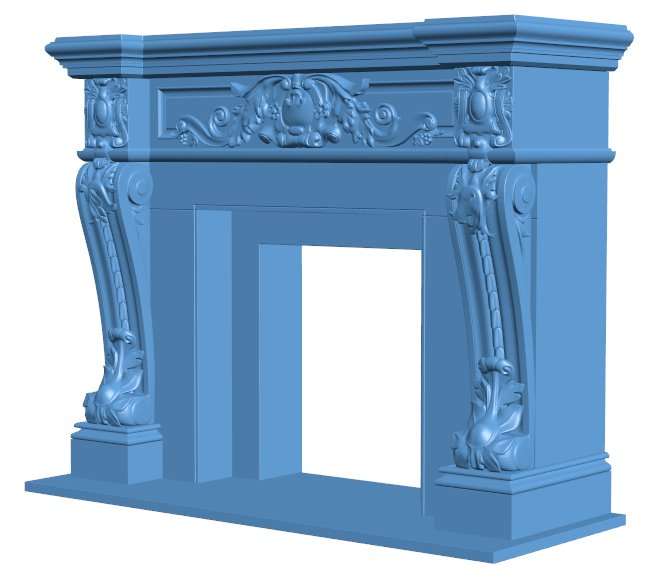 Fireplace T0008671 download free stl files 3d model for CNC wood carving