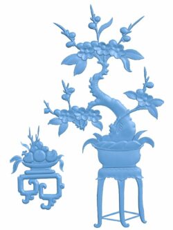 Flower painting T0008521 download free stl files 3d model for CNC wood carving