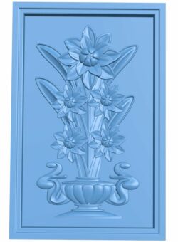 Flower painting T0008915 download free stl files 3d model for CNC wood carving