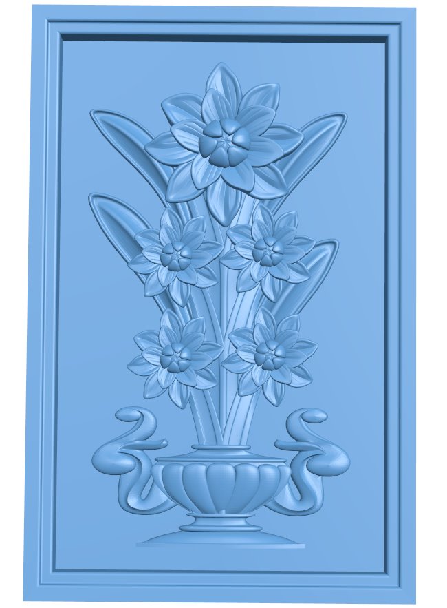 Flower painting T0008915 download free stl files 3d model for CNC wood carving