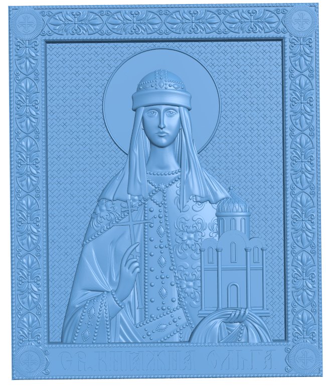 Icon of Saint Princess Olga T0008846 download free stl files 3d model for CNC wood carving