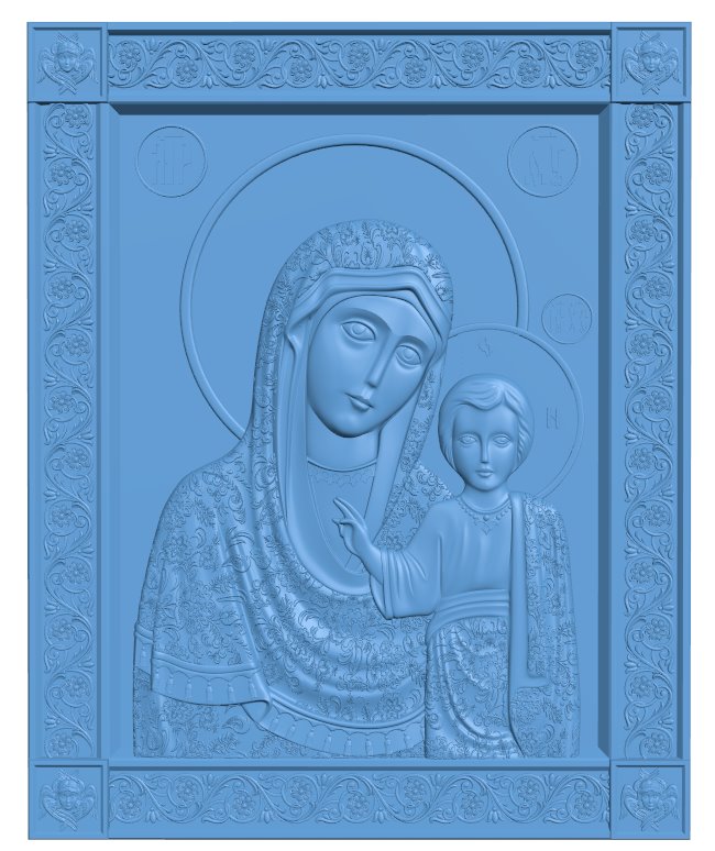 Icon of the Kazan Most Holy Theotokos T0008597 download free stl files 3d model for CNC wood carving