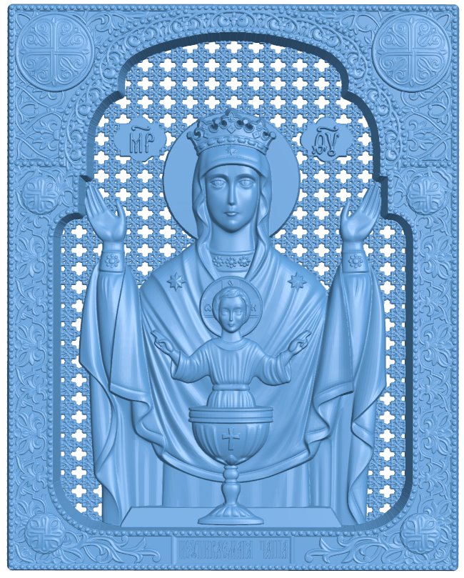 Icon of the Mother of God Inexhaustible Chalice T0008598 download free stl files 3d model for CNC wood carving