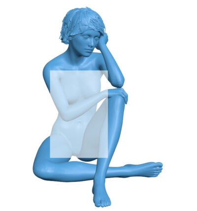 Sad girl sitting B010732 3d model file for 3d printer