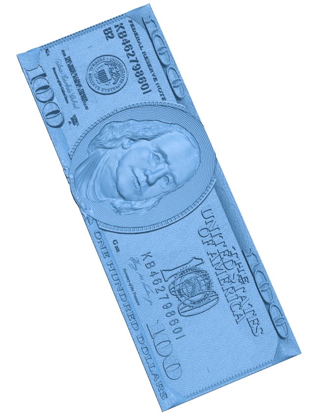100 US dollar banknote T0009221 download free stl files 3d model for CNC wood carving