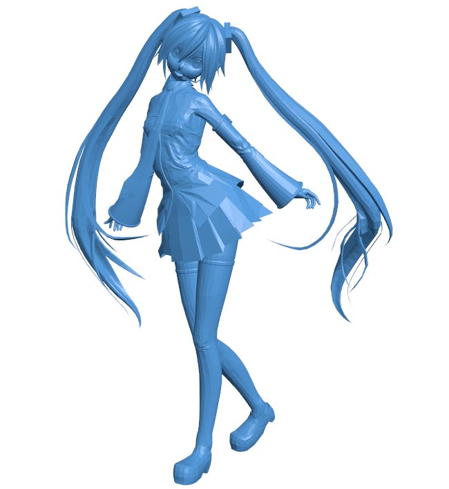 Anime school girl B010878 3d model file for 3d printer