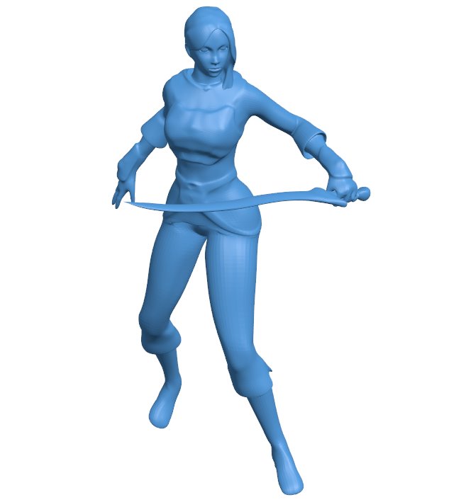 Attacking girl B010891 3d model file for 3d printer