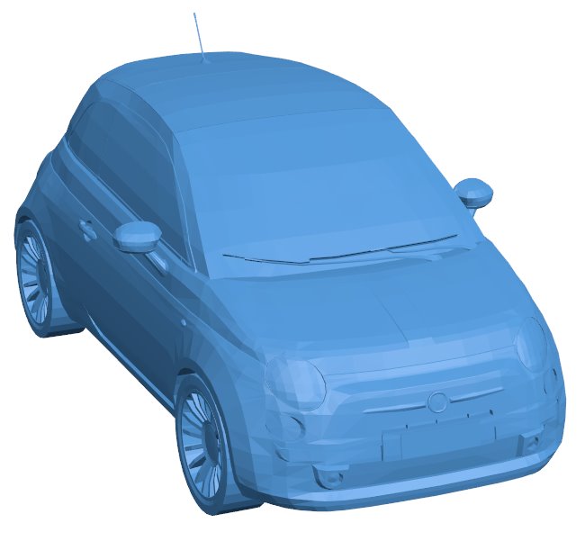 Car Fiat 500 2008 B010939 3d model file for 3d printer