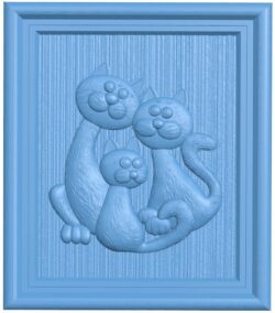 Cat family T0009582 download free stl files 3d model for CNC wood carving