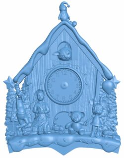 Christmas wall clock T0009585 download free stl files 3d model for CNC wood carving