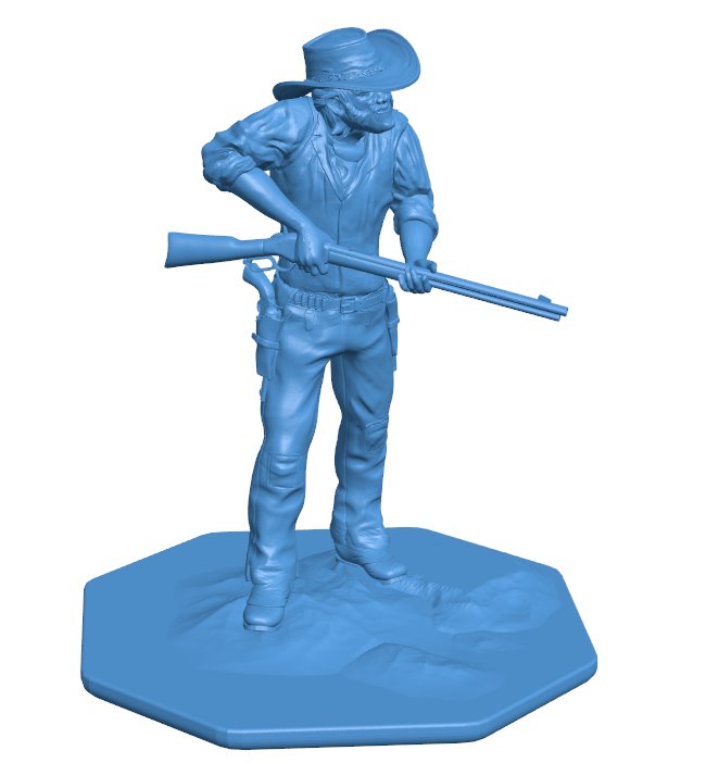 Cowboy on gravel land B011026 3d model file for 3d printer