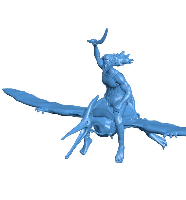 Flying dinosaur rider B010930 3d model file for 3d printer