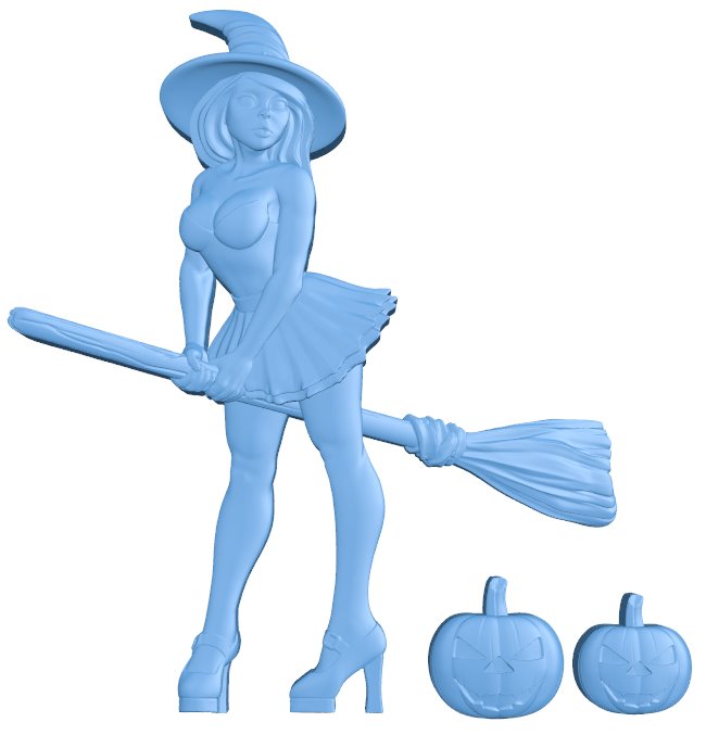 Halloween Witch T0009392 download free stl files 3d model for CNC wood carving