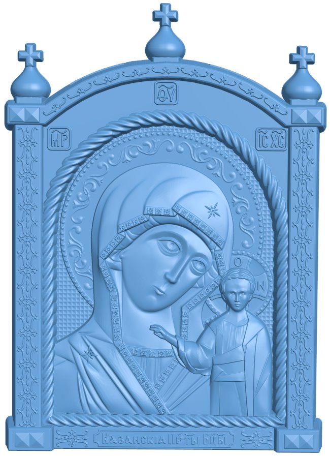Icon of Our Lady Kazanskaya T0009227 download free stl files 3d model for CNC wood carving