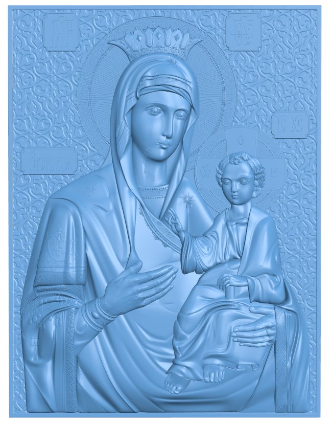 Icon of the Iveron Mother of God T0009230 download free stl files 3d model for CNC wood carving
