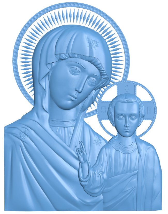 Icon of the Kazan Mother of God T0009231 download free stl files 3d model for CNC wood carving