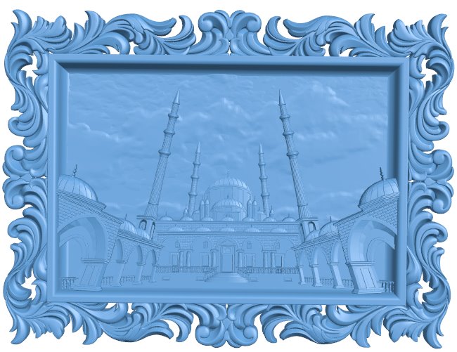 Painting of mosque T0009518 download free stl files 3d model for CNC wood carving