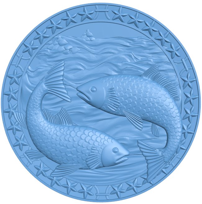 Pisces - Zodiac pattern T0009093 download free stl files 3d model for CNC wood carving