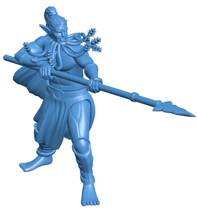 Warrior holding a spear B011065 3d model file for 3d printer