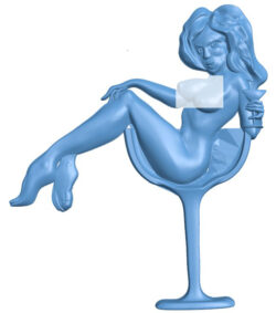 Woman holding a glass T0009219 download free stl files 3d model for CNC wood carving