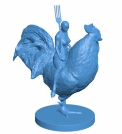 Woman sitting on a rooster at Plaza vieja, Havana Cuba B011032 3d model file for 3d printer