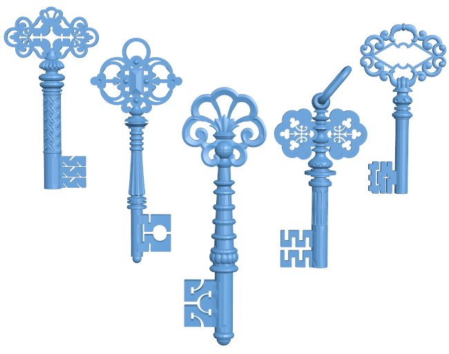 Antique keys T0009621 download free stl files 3d model for CNC wood carving