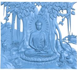 Buddha meditates under the Bodhi tree T0009988 download free stl files 3d model for CNC wood carving
