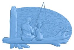 Father and daughter fishing T0009945 download free stl files 3d model for CNC wood carving
