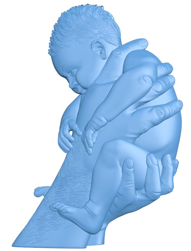 Father's hand holding newborn baby T0009791 download free stl files 3d model for CNC wood carving