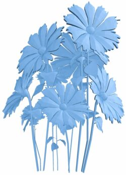 Flower painting T0009631 download free stl files 3d model for CNC wood carving