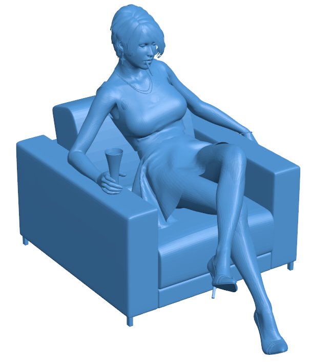 Girl in chair B011126 3d model file for 3d printer