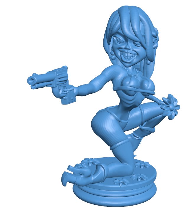 Girl shooting pistol B0011204 3d model file for 3d printer