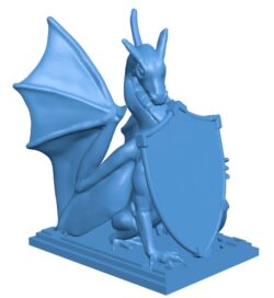 The dragon holds the shield B0011225 3d model file for 3d printer