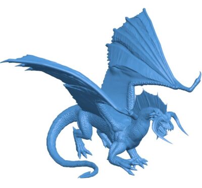Two-horned dragon pounces on its prey B011116 3d model file for 3d printer