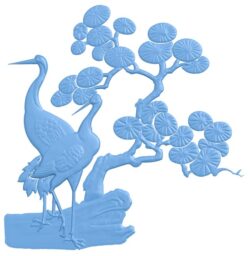 Crane painting T0010622 download free stl files 3d model for CNC wood carving