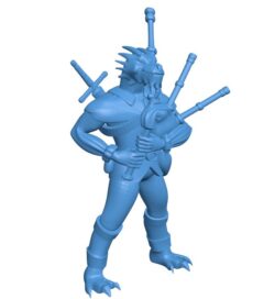 Dragonborn Male Bard with Bagpipes B0011395 3d model file for 3d printer