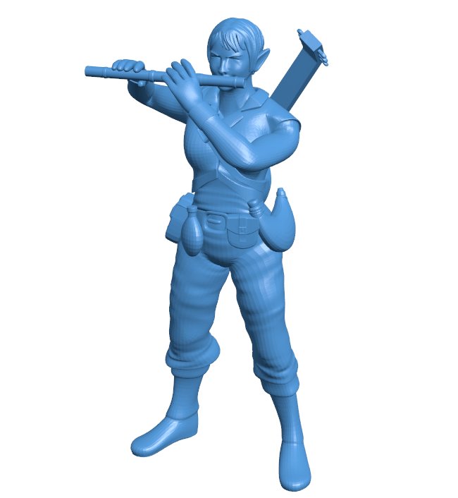 Elven Female Bard with Flute B0011474 3d model file for 3d printer