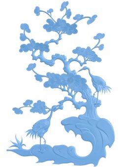 Painting of a crane bird T0010590 download free stl files 3d model for CNC wood carving