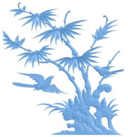Painting of birds T0010631 download free stl files 3d model for CNC wood carving