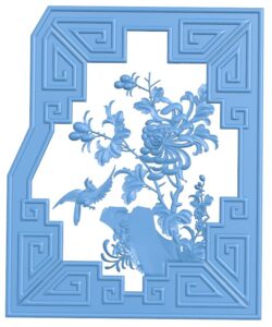 Painting of flowers and bird T0010592 download free stl files 3d model for CNC wood carving