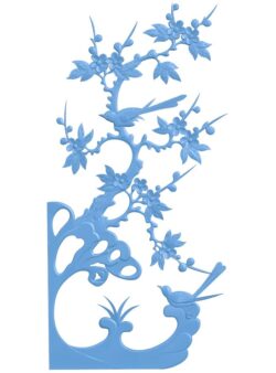 Painting of flowers and birds T0010595 download free stl files 3d model for CNC wood carving