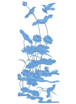 Painting of flowers and birds T0010596 download free stl files 3d model for CNC wood carving