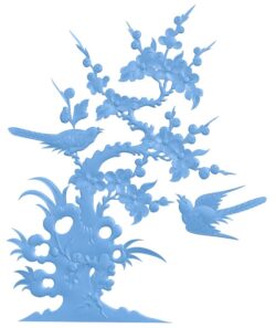 Painting of flowers and birds T0010633 download free stl files 3d model for CNC wood carving