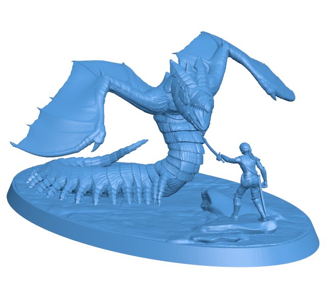 The warrior slays the monster B0011504 3d model file for 3d printer