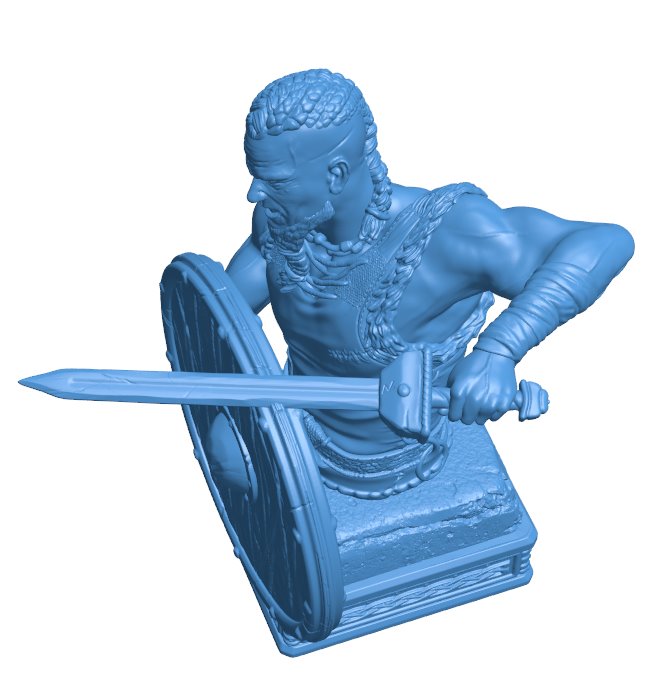 bust of attacking warrior B0011355 3d model file for 3d printer