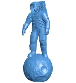 Astronaut Tesla on the moon B0011541 3d model file for 3d printer