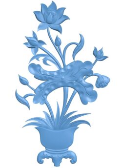 Flower vase painting T0010913 download free stl files 3d model for CNC wood carving
